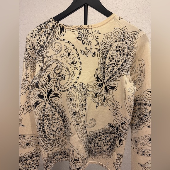 Chico’s Silk Blend Paisley Cardigan Sweater Sequined, Size 0 (S/Small) - Picture 3 of 6